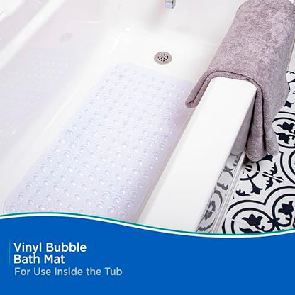 Kenney KN61292 Vinyl Bubble Bath Mat, Shower Mat, Tub Mat with Suction Cups and Drain Holes for Use Inside the Bathroom Shower, 30.75" L x 15.25" W, Clear - color: Clear, size: 30.8" x 15.3" (Rectangular)