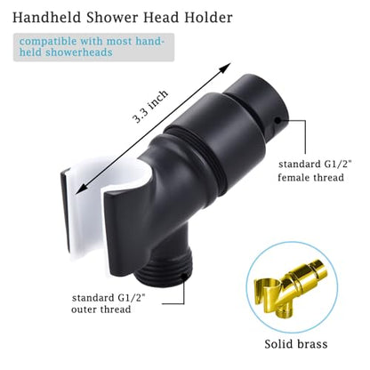 All Metal Handheld Shower Head Holder, Adjustable Shower Wand Holder with Brass Pivot Ball，Shower Arm Holder Mount for Connecting Shower Arm and Shower Hose，Black - color: Black