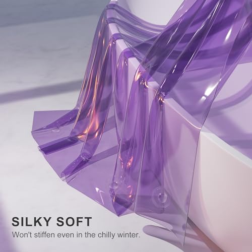 AmazerBath Purple Shower Curtain Liner Luxury, EVA Soft Clear Heavy Duty Shower Curtain and Liner 2-in-1, 72x72 Plastic Weighted Bathroom Liner, 12 Rustproof Grommets & 3 Heavyweight Stones - color: Rainbow Lavender, size: 72"W x 72"L (Pack of 1)