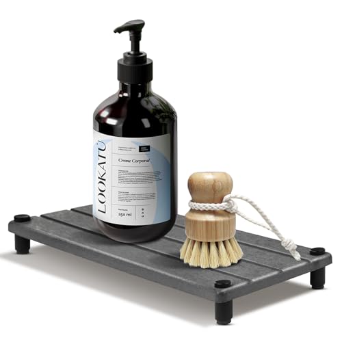 Drying Stone Tray, 11" x 4.3" Instant Dry Sink for Bathroom & Kitchen Counter, Water Absorbing Stone Tray for Sink, Diatomite Absorbent Coasters, Dish Soap Dispenser Sponge Holder