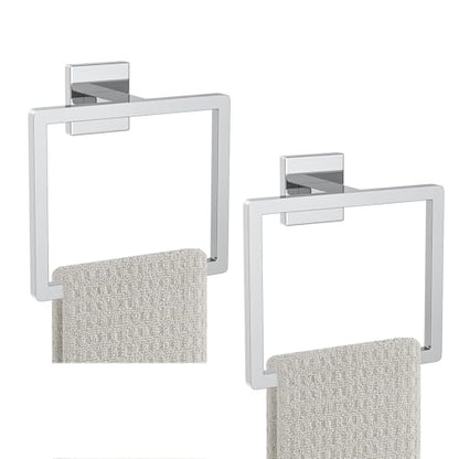 2-Piece Polished Chrome Towel Ring,Hand Towel Holder,Modern Towel Holder Stainless Steel Towel Rack Wall-Mounted Bathroom Towel Hanger - color: Polished Chrome, size: 2 Pcs