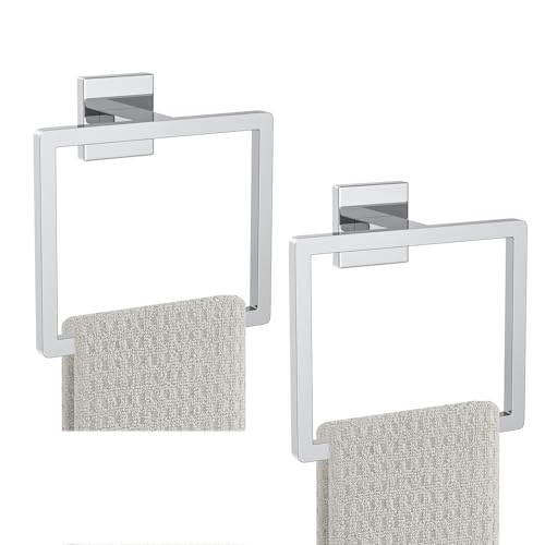 2-Piece Polished Chrome Towel Ring,Hand Towel Holder,Modern Towel Holder Stainless Steel Towel Rack Wall-Mounted Bathroom Towel Hanger - color: Polished Chrome, size: 2 Pcs