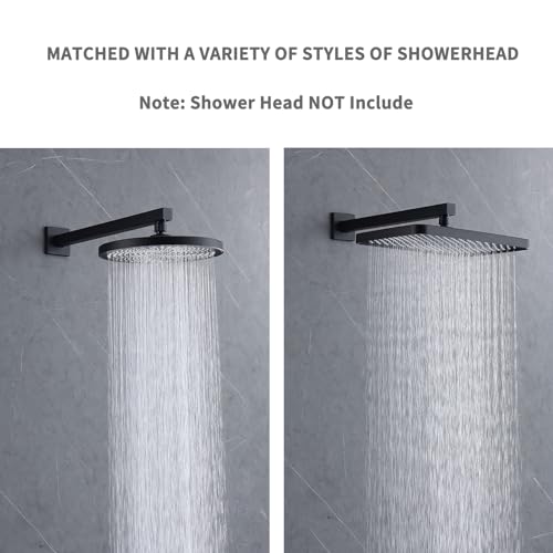 Shower Head Extension Arm Black Shower Arm 16 Inch【SUS304 Stainless Steel】 Matte Black Shower Extension Rain Shower Head Extender With Flange Replacement Wall Mount Square, SA1-BK - color: Matte Black