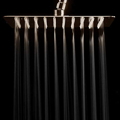 HotelSpa Giant 10" Stainless Steel Rainfall Square Showerhead with 11 inch Solid Brass Adjustable Extension Arm – Brushed Nickel Finish - color: Brushed Nickel