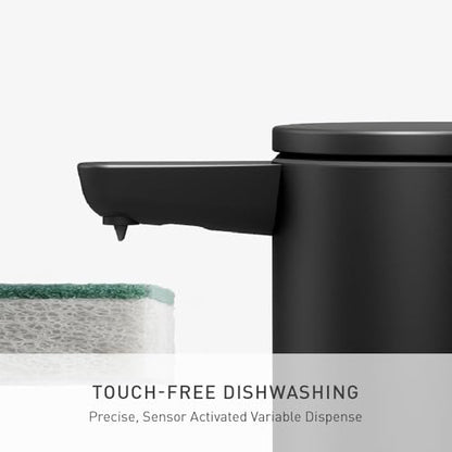 simplehuman Liquid Sensor Pump with Caddy, 9 oz Automatic Soap Dispenser for Kitchen and Bathroom, Touchless Motion Sensor, Variable Dispense, Rechargeable, High-Grade Matte Black Steel - color: Matte Black, style: 9 Oz. w/ Caddy