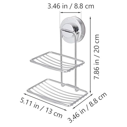 Stainless Steel Soap Holder with Powerful Vacuum Suction Cup Double Layer Suction Cup Soap Dish Holder for Bathroom Wall Mount for Shower and Sink