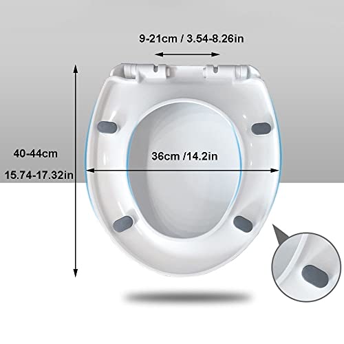 White Round Toilet Seat with Soft Close & Non-Slip Bumpers, Easy Installation, Quiet-Close Design, Fits Round Front Toilets