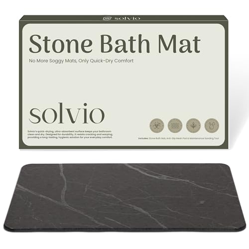 Quick Dry Shower Stone Bath Mat, Super Absorbent & Non-Slip 24 x 16 Inch Diatomaceous Earth Mat, Durable & Easy to Clean Diatomite Bath Mat for Bathroom Floor/Kitchen (Charcoal) - color: Charcoal