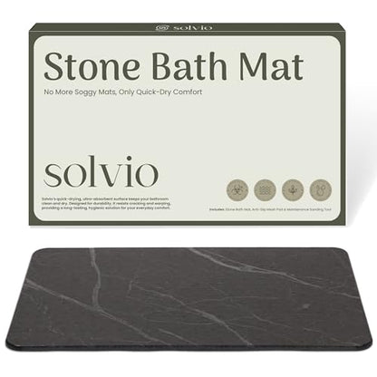 Quick Dry Shower Stone Bath Mat, Super Absorbent & Non-Slip 24 x 16 Inch Diatomaceous Earth Mat, Durable & Easy to Clean Diatomite Bath Mat for Bathroom Floor/Kitchen (Charcoal) - color: Charcoal