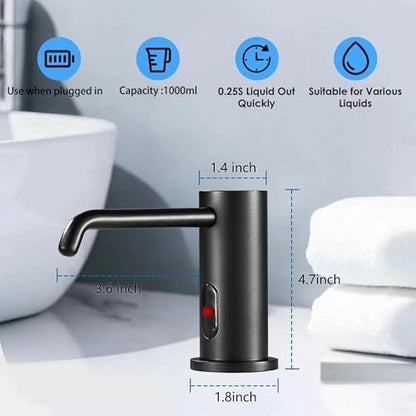 Touchless Automatic Soap Dispenser Built in Sink Electric Soap Dispenser | Sensor Soap Dispenser Complete With Bottle And Pump Suitable For Household Kitchen Indoor Bathroom Public Wash Sink Use - size: Drip-black