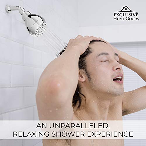 High Pressure Shower Head - Powerful Deluxe Bathroom Showerhead with Strong Spray Stream and Small Silicone Nozzles - Universal Fit Works with High and Low Water Flow Showers (Chrome)-1.8 GPM - color: Chrome, size: 1.8 GPM