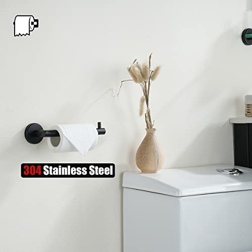 JQK Black Toilet Paper Holder, 5 Inch 304 Stainless Steel Thick 0.8mm Tissue Paper Dispenser, Matte Black Wall Mount, TPH100-PB - color: Black, size: Bar