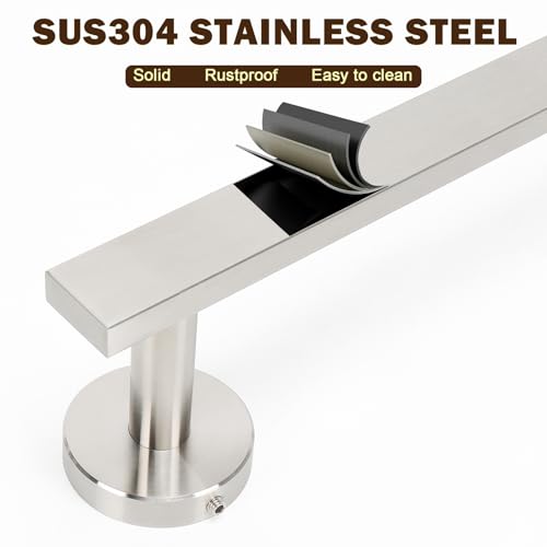 16 Inch Bath Towel Bar (13" Usable Length), SUS304 Stainless Steel Towel Rack Holder Wall Mounted, Modern Shower Rod for Compact Bathroom Kitchen Home Decor (Brushed Nickel)