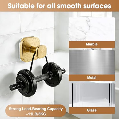 Suction Cup Hooks for Shower,Heavy-duty and No-Drill Waterproof Hook,4 Gold | Suction cup hooks,removable & reusable; no wall damage,fits smooth surfaces,ideal for towels,robes & loofahs - color: Gold