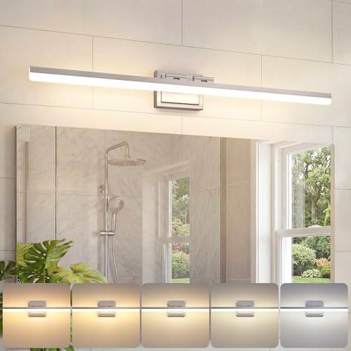 VOLISUN Modern Bathroom Vanity Light 39.4 inch, Rotatable, 34W Dimmable 5CCT Led Bathroom Light Fixture Over Mirror, Brushed Nickel Bar Vanity Light for Bathrooms Mirror Restroom-ETL Certificated - color: Brushed Nickel, size: 39.4 inch