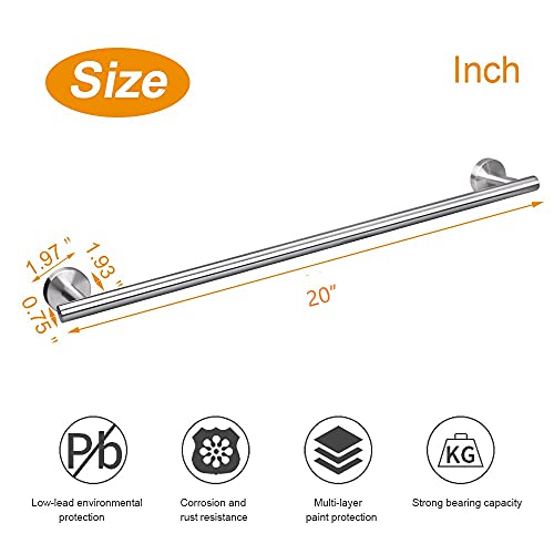 TocTen Bath Towel Bar - Thicken SUS304 Stainless Steel Bathroom Towel Holder, Towel Rod for Bathroom Heavy Duty Wall Mounted Towel Rack Hanger (20 in, Brushed Nickel) - color: Brushed Nickel, size: 20IN