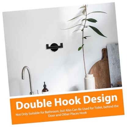 2pcs Stainless Steel Wall Towel Rack Black Over The Door Hanger Hook Bathroom Kitchen Accessory
