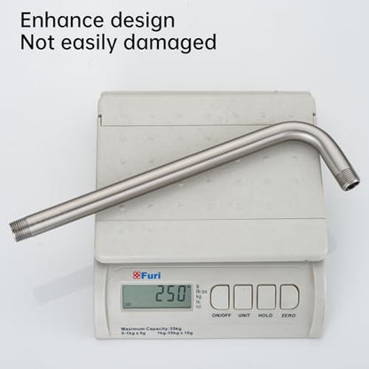 Joyrain Shower Arm Extension with Flange Base, 304 Stainless Steel Extension Pipe, Adjustable Flexible Shower Arm (Brushed stainless teel, 12-Inch L-Shaped Extension Arm) - color: L-Shaped Extension Arm( 12-In), size: Brushed stainless teel