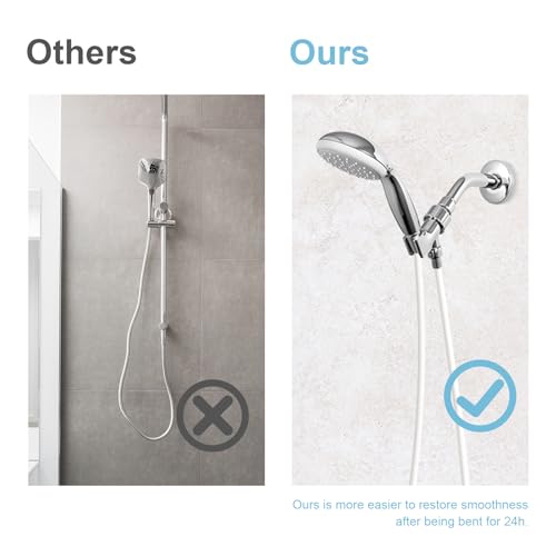 OFFO Ultra-Flex Shower Hose, 48 in Premium RV PVC Handheld Shower Head Hose Flex Hoses Extension with Brass Insert and Nut for Bathing Pet Bathing, Smooth White - color: Smooth White, size: 48 in