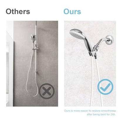 OFFO Ultra-Flex Shower Hose, 48 in Premium RV PVC Handheld Shower Head Hose Flex Hoses Extension with Brass Insert and Nut for Bathing Pet Bathing, Smooth White - color: Smooth White, size: 48 in