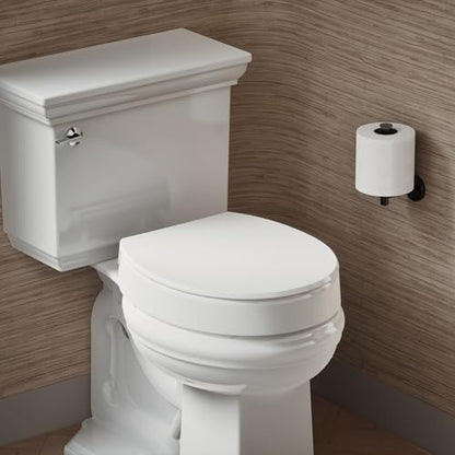KOHLER 25876-0 Hyten 3" Height, Elevated Soft Close Round Toilet Seat, Contoured Seat with Grip-Tight Bumpers, Quick-Attach Hardware, White - color: White, size: Round