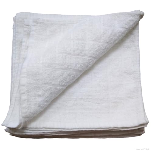 Economy Towels, Washcloth Set (18 Pack - White 9X9 in.) Small and Thin Textured Washcloths. Shop Rags. 100% Cotton Terry Cloth Soft & Absorbent Reusable Wipes. Wash Rags for General Cleaning