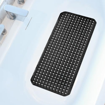 SELIBRE Rubber Bath Mat, 36 x17” TPR Black Tub Mats with 198+ Suction Cups, Bath Mat for Elderly/Kids, Machine Washable & Fast Drainage, Foot Massage Design (Black, Extra Large) - color: Black