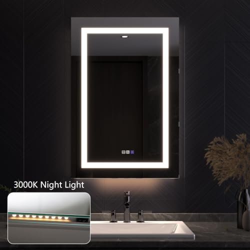 Luxury LED Lighted Medicine Cabinet with Mirror Dimmable, Defogging, 24 inch Commercial Medicine Cabinet, Outlets for Apartments, Hotel, Left Hinge - size: 24"W x 36"H Left