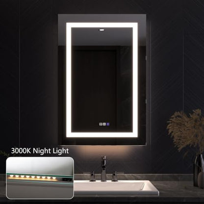 Luxury LED Lighted Medicine Cabinet with Mirror Dimmable, Defogging, 24 inch Commercial Medicine Cabinet, Outlets for Apartments, Hotel, Left Hinge - size: 24"W x 36"H Left