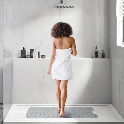 Extra Long Rubber Bathtub Mat, Non-Slip Shower Tub Mat, 39x16 Inch, Bath Tub Floor Mat with Suction Cups and Drainage Holes, Grey - color: Grey