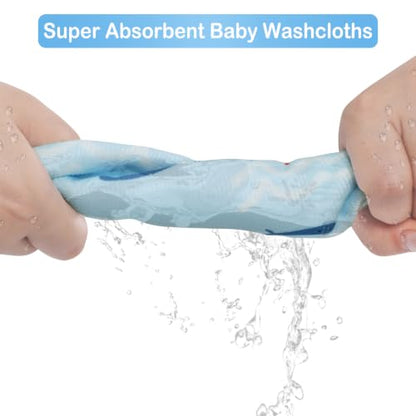 Baby Washcloths, 24Pack Baby Wash Cloths Extra Soft & Ultra Absorbent, Baby Towels and Washcloths Face Towels for Unisex Boys Girls Body, Washclothes Gentle on Sensitive Skin, 9x9 Whales & Crabs - color: Whales & Crabs