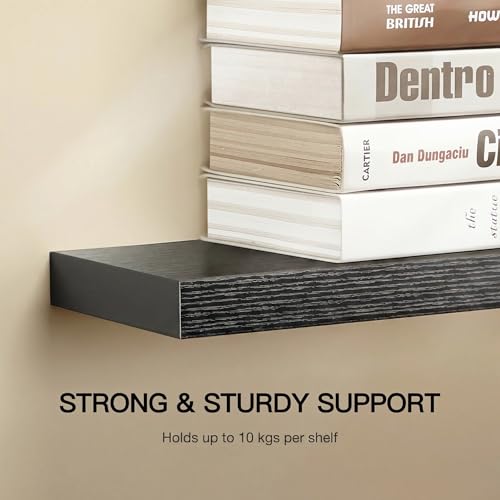 AMADA HOMEFURNISHING Floating Shelves Wall Mounted, 24 x 7 Inch Wall Shelves for Bathroom, Bedroom, Living Room, Black Shelves Set of 2 | Wall Shelves - color: Black, size: 24 inches