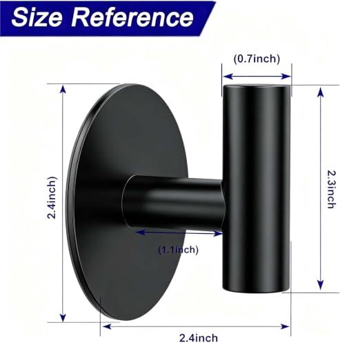 2 Pack Waterproof Adhesive Tissue Wall Hooks, Sticky Mount Hooks for Towel, Robe, Clothes-Black - color: Black