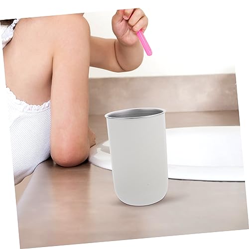 Stainless Steel Toothbrush Storage Cup with Dual Layer Design Multi-Functional Mouthwash Gargling Cup for Boy Girl Capacity Space-Saving Bathroom Organizer - color: White
