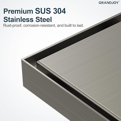 4 Inch Square Shower Floor Drain, SUS304 Stainless Steel with X-Shaped High Flow Channel, Anti-Clogging Hair Strainer, No Hub Required, Brushed Nickel - color: Brushed Nickel, size: 4