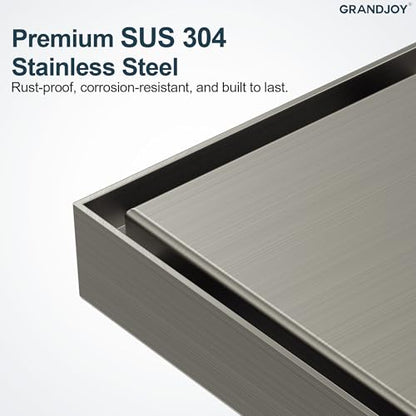 4 Inch Square Shower Floor Drain, SUS304 Stainless Steel with X-Shaped High Flow Channel, Anti-Clogging Hair Strainer, No Hub Required, Brushed Nickel - color: Brushed Nickel, size: 4