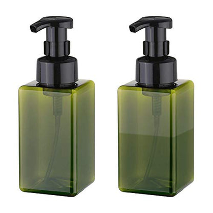 Foaming Soap Dispenser, 15oz Plastic Refillable Pump Bottle, 2 Pack, Green | Hand Dispenser for Liquid Soap, Shampoo & Body Wash – Saves Soap with Rich Foam, Reusable, Easy to Refill, BPA-Free - color: Green, size: 15 oz (2 Pack)