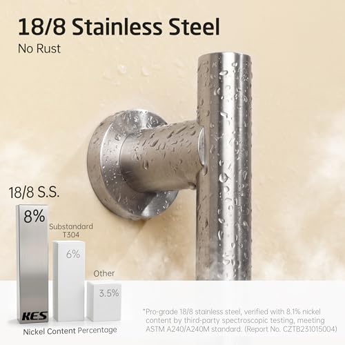KES Adjustable Shower Head with Slide Bar, 5-Function Handheld Sliding Shower Head with Extra Long Hose Wall Mount Brushed Finish, F204-BS-C1 - color: Brushed Grey