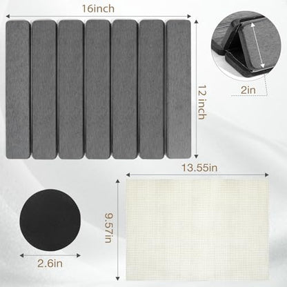 Stone Drying Mat 16" x 12" , HQAUT Quick Dry Dish Drying Mat for Kitchen Counter, Foldable Diatomaceous Earth Mats, Fast Drying Stone Pad for Bath Kitchen