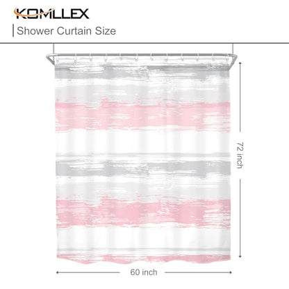 Abstract Gray Pink Women Modern Striped Neutral Bathroom Shower Curtain Set | 60Wx72H Geometric Watercolor design, waterproof HD print with fast-drying fabric and 12 hooks. - color: A3-pink Grey, size: 60"W x 72"L (Pack of 1)