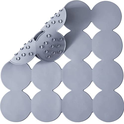 Webos Square Shower Mat Nonslip - Rubber Bathtub Mat with Suction Cups for Inside Shower Bathroom Floor (Grey, 21X21”) - color: Grey