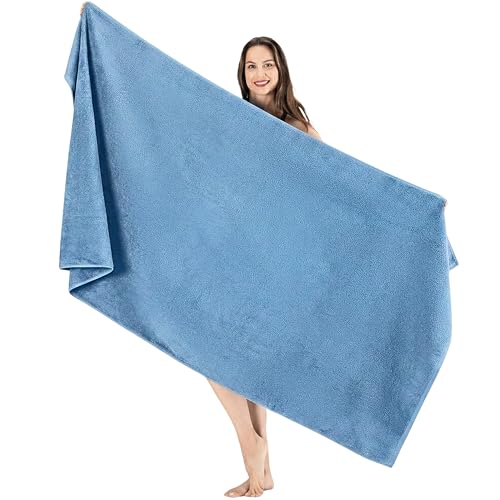 SALBAKOS Luxury 100% Turkish Cotton Bath Sheet 40x80 inch (1-Piece, Blue) | Extra Large Jumbo Oversized Bathroom and Beach Towel, Super Soft Highly Absorbent Thick Premium Hotel Quality, Made in Turkey - color: Blue, size: Jumbo Bath Sheet