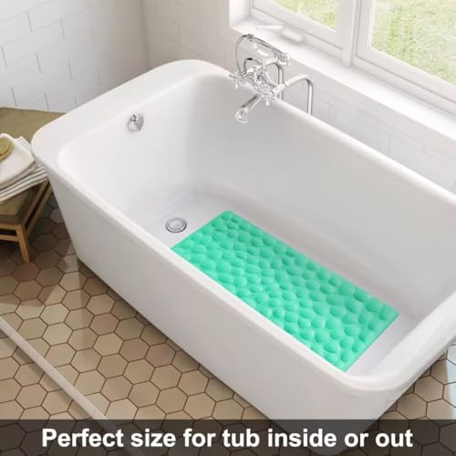 Non-Slip Bathtub Mat OTHWAY Soft Rubber Bathroom Bathmat with Strong Suction Cups (Fruit Green, 16x31.5 inch) - color: Fruit Green, size: 31.5" x 16" (Rectangular)