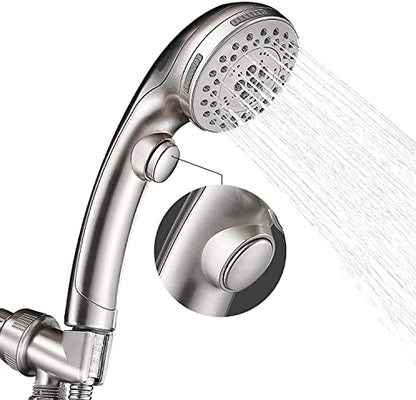 Shower Head, High Pressure 6 Setting Shower Head Hand-Held with ON/OFF Switch and Spa Spray Mode - Shower Heads with Handheld Spray High Pressure - Brushed Nickel - color: Brushed Nickel, style: Modern