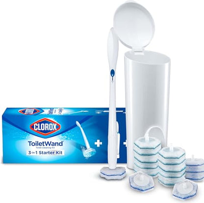 CLOROX ToiletWand Disposable Toilet Cleaning System, Spring Cleaning Essential, ToiletWand, Storage Caddy, and 16 Disinfecting-ToiletWand Scrubbing Pad Refills (Pack of 6) - size: 16 Count (Pack of 6)