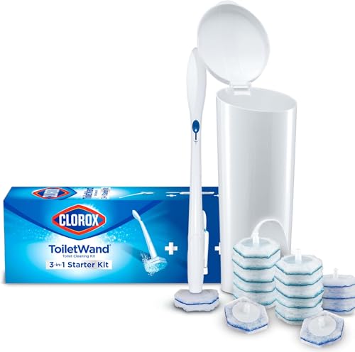 CLOROX ToiletWand Disposable Toilet Cleaning System, Spring Cleaning Essential, ToiletWand, Storage Caddy, and 16 Disinfecting-ToiletWand Scrubbing Pad Refills (Pack of 6) - size: 16 Count (Pack of 6)
