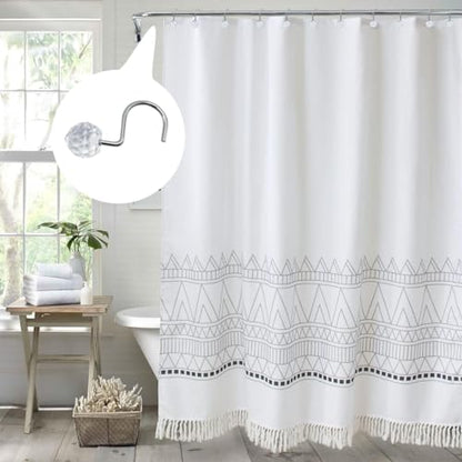 J&V TEXTILES Shower Curtain Hooks Rings, Rust Resistant Metal Double Glide Shower Hooks Rings for Bathroom Shower Rods Curtains, Set of 12 Hooks (Clear Sphere) - color: Clear Sphere