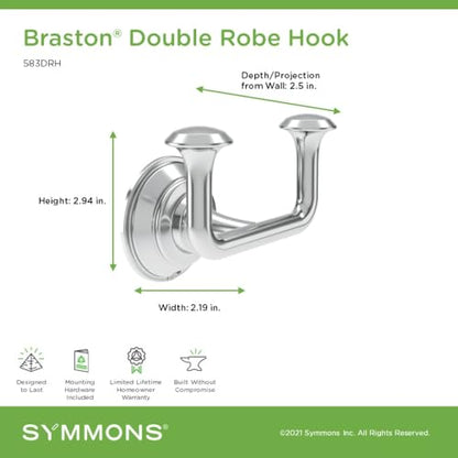 Symmons Braston Wall Mounted Double Robe and Towel Hook in Polished Chrome - color: Polished Chrome