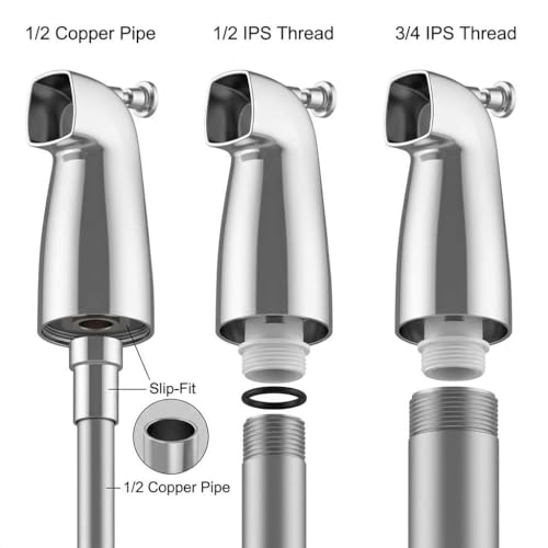 QWORK Metal Tub Spout with Diverter – Fits 1/2" & 3/4" Pipes, Chrome Finish for Tubs, Showers & Bathrooms