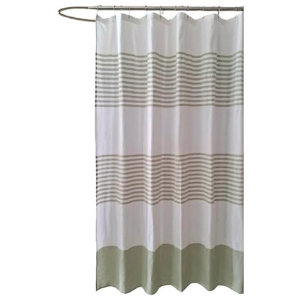 Sage Green Fabric Shower Curtain, Cotton Striped Textured Design, 70 x 72 Shower Curtain, Modern Farmhouse Bathroom Decor, Collin Sage - color: Collin Sage
